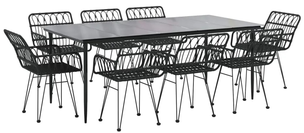 vidaXL Σετ Τραπεζαρίας Κήπου 9 τεμ. Μαύρο από Συνθετικό Ρατάν