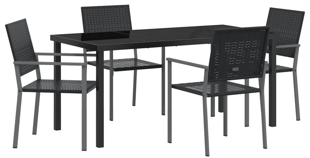 vidaXL Σετ DINING Κήπου 5 Τεμάχια Μαύρο Πολυ Ράττον