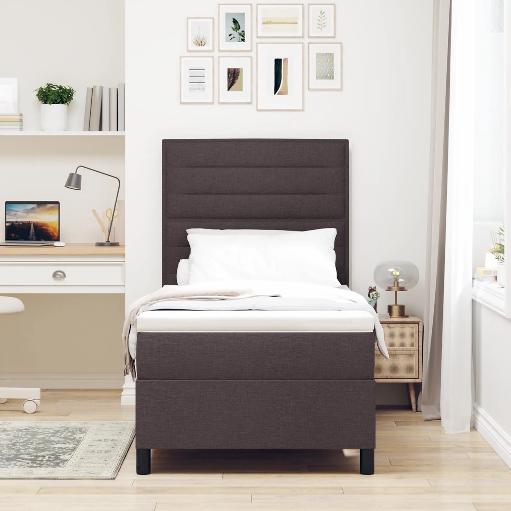 vidaXL Κρεβάτι Με Σπαστό Στρώμα Σκούρο Καφέ 90x200 cm Ύφασμα
