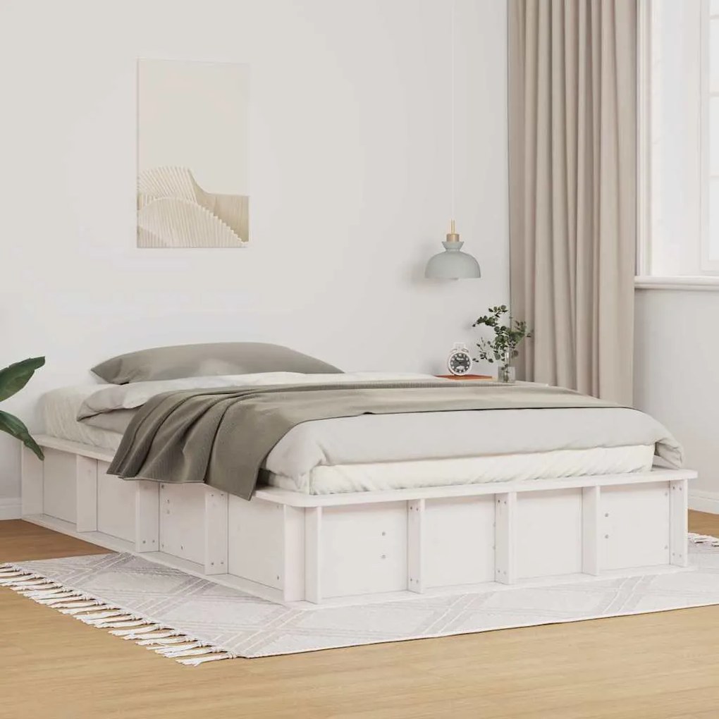 vidaXL Σκελετός Κρεβατιού Λευκό 210 x 158 x 30 εκ Στερεά ξυλεία πεύκου