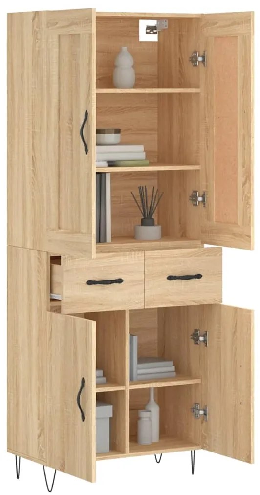 vidaXL Ντουλάπι Sonoma δρυς 69,5 x 34 x 180 εκ. από Επεξεργασμένο Ξύλο