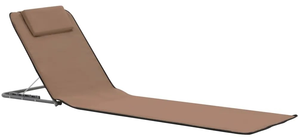 vidaXL Στρώματα - Ξαπλώστρες Πτυσσόμενα 2 τεμ. Καφέ από Ατσάλι/Ύφασμα