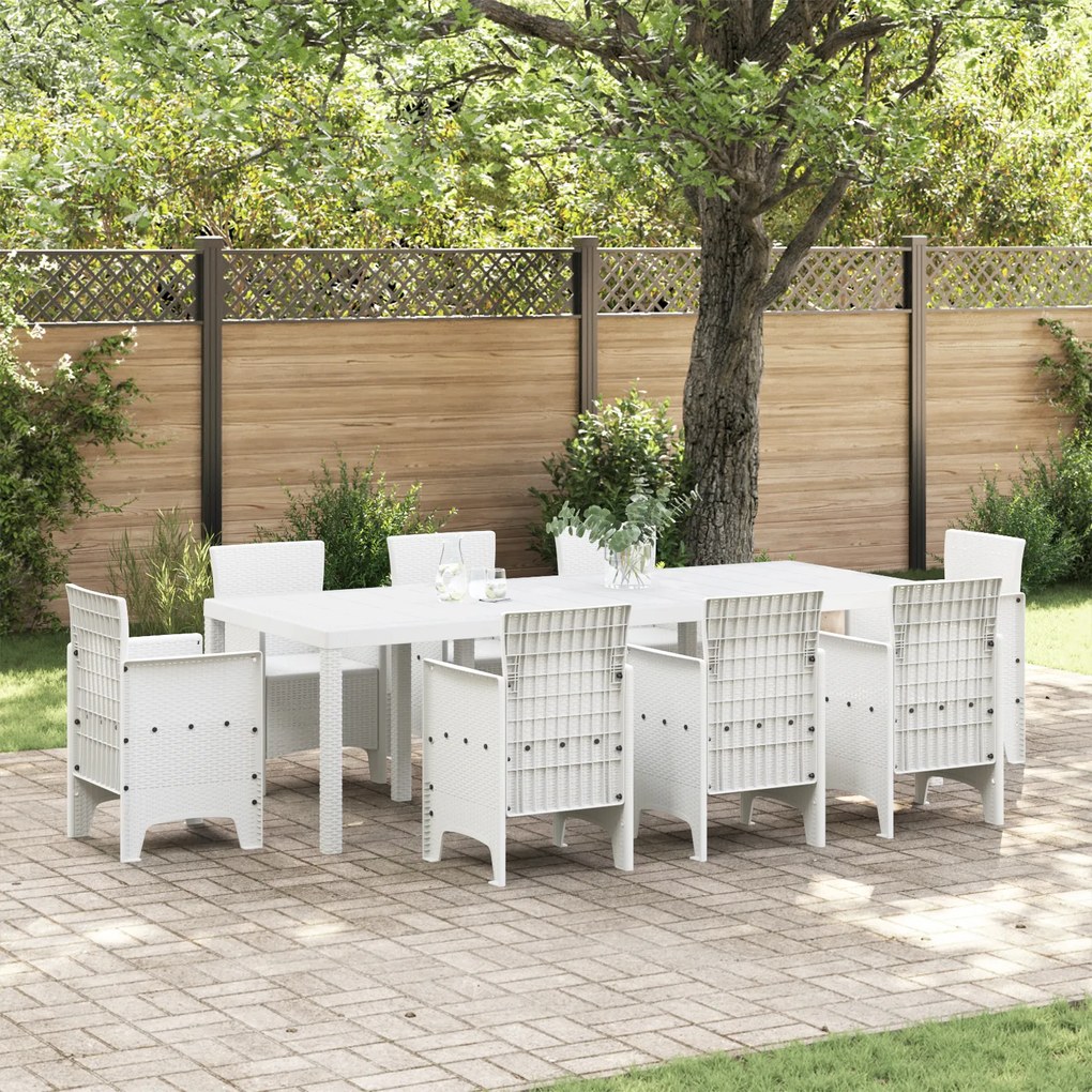 vidaXL Τραπέζι Κήπου Λευκό 250x100x73 εκ Πολυ Ράτταν
