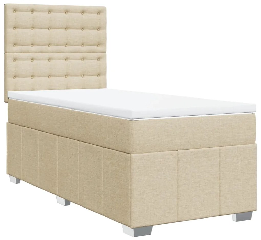 ΚΡΕΒΑΤΙ BOXSPRING ΜΕ ΣΤΡΩΜΑ ΚΡΕΜ 90X190 ΕΚ.ΥΦΑΣΜΑΤΙΝΟ 3291542