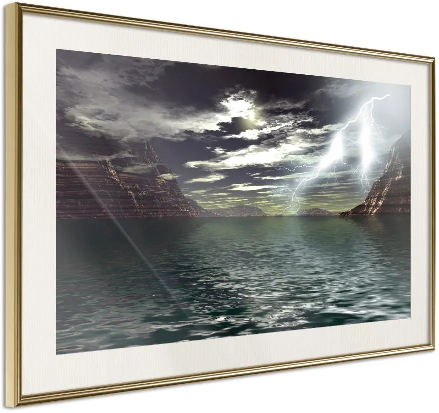 Αφίσα - Storm over the Canyon - 30x20 - Χρυσό - Με πασπαρτού