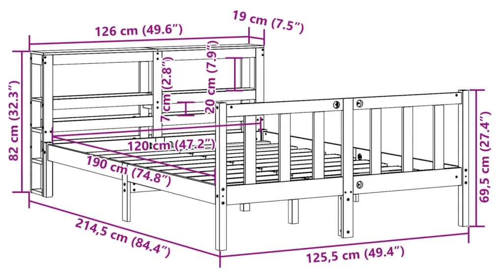 ΠΛΑΙΣΙΟ ΚΡΕΒΑΤΙΟΥ ΚΕΦΑΛΑΡΙ ΚΑΦΕ ΚΕΡΙΟΥ 120X190 ΕΚ. ΜΑΣΙΦ ΠΕΥΚΟ 3305773