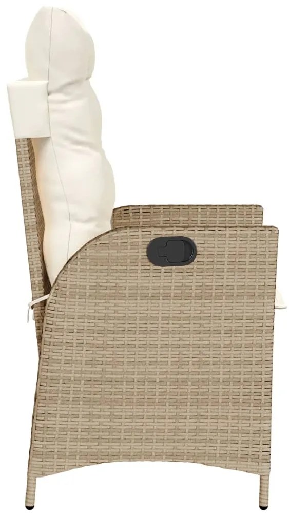 vidaXL Πολυθρόνες Κήπου Ανακλ/νες 2 τεμ. Μπεζ Συνθ. Ρατάν + Μαξιλάρια