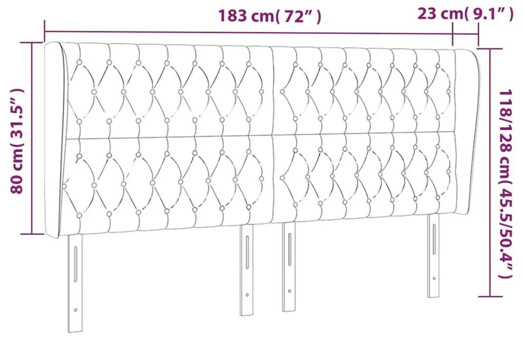 Κεφαλάρι με Πτερύγια Μπλε 183x23x118/128 εκ. Υφασμάτινο - Μπλε