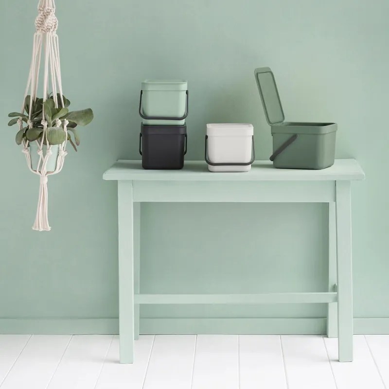 Κάδος χωριστής συλλογής απορριμμάτων Brabantia Sort&Go 1005515, 6 l, Χειρολαβή, Επιτοίχιος, Ανοιχτό πράσινο