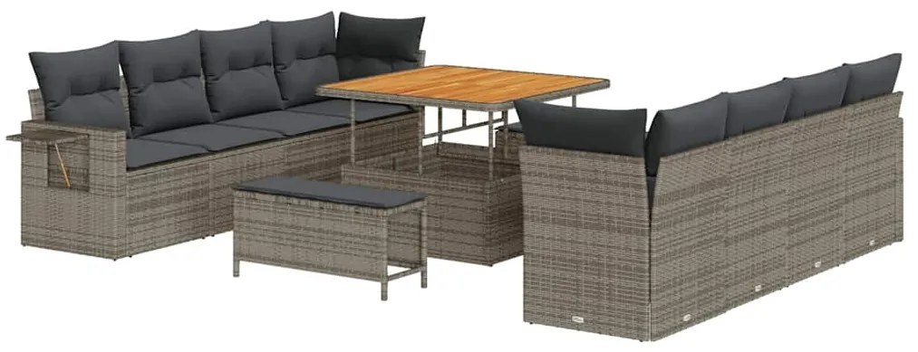 vidaXL Σετ Καναπέ Κήπου με μαξιλάρι 11 pcs Γκρι 100 x 100 x 71 cm