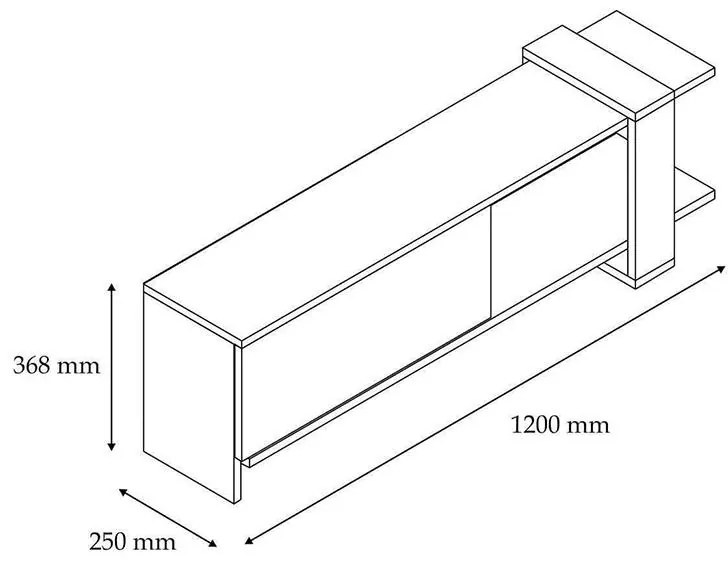 Έπιπλο τηλεόρασης Cave χρώμα καρυδί-λευκό 120x25x37εκ 120x25x37 εκ.