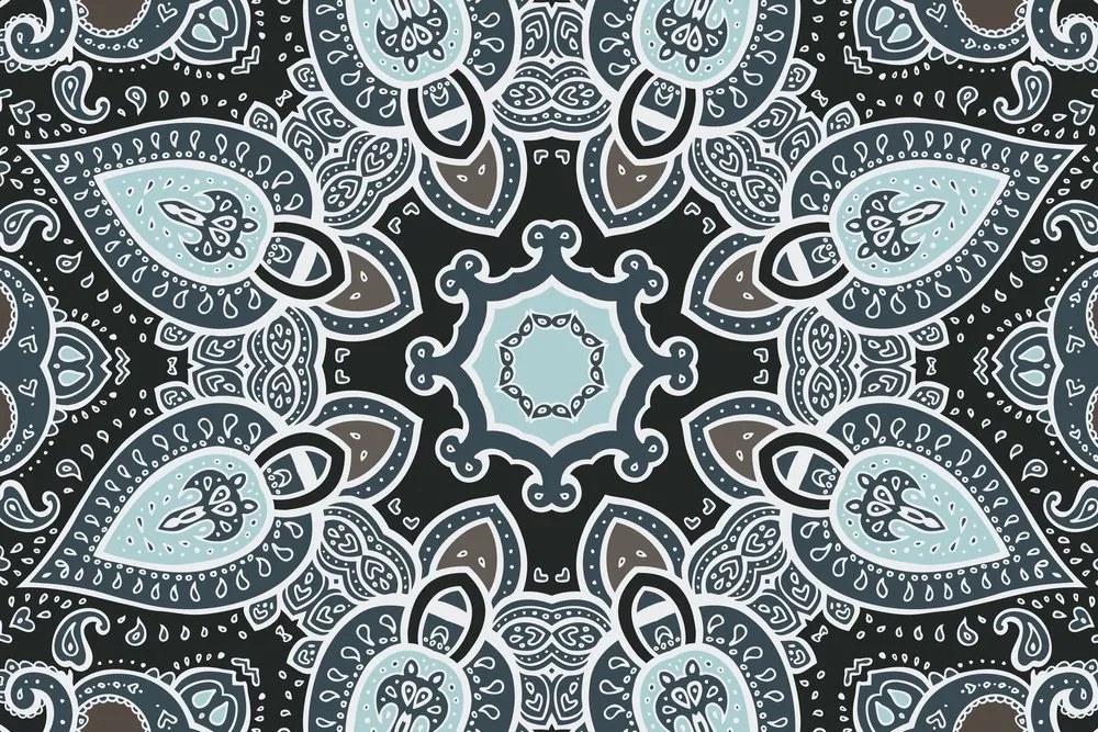 Εικόνα Μάνταλα με ινδικό μοτίβο σε γαλάζιο - 120x80