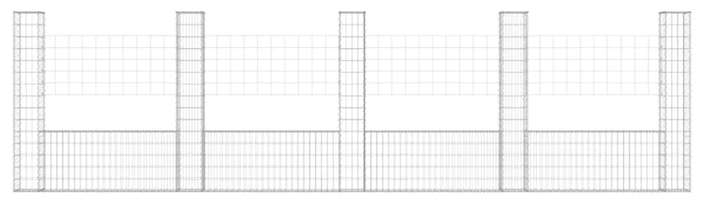 Συρματοκιβώτιο σε U Σχήμα με 5 Στύλους 500x20x150 εκ Σιδερένιο - Ασήμι