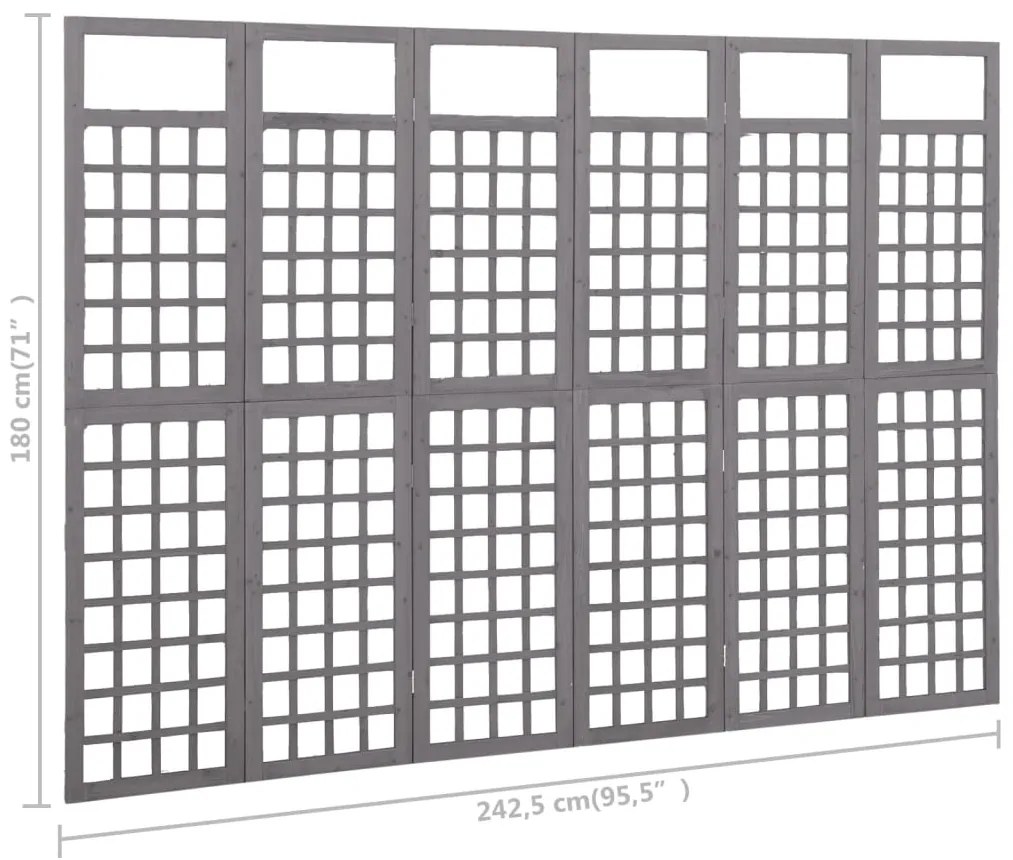 vidaXL Διαχωρ. Δωματίου/Καφασωτό 6 Πάνελ Γκρι 242,5x180 εκ Ξύλο Ελάτης