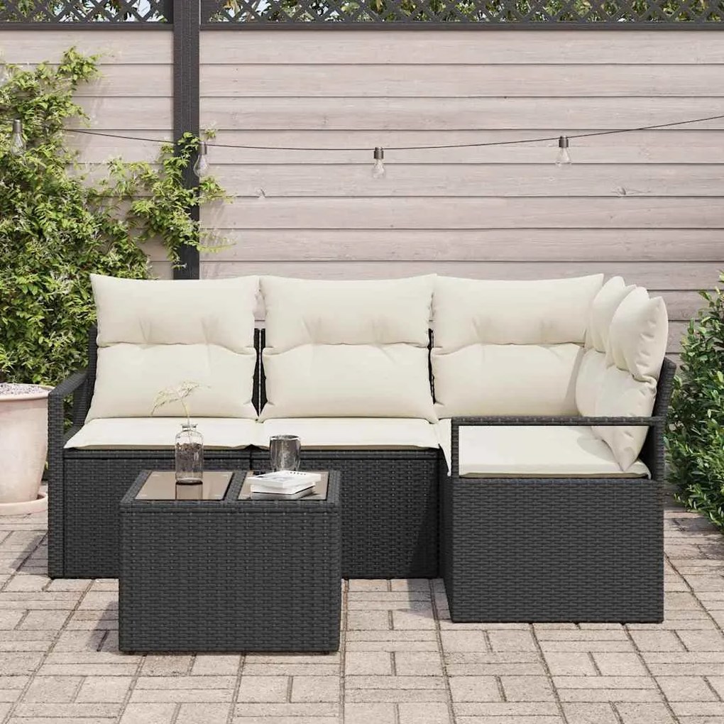 vidaXL Σετ Καναπέ Κήπου 5 pcs Καφέ, Κρέμα Πολυ rattan, βαμμένο ατσάλι