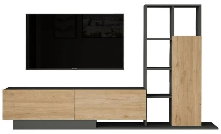 Σύνθετο Σαλονιού Damon σε Φυσικό - Ανθρακί 211.2x29.5x123.6εκ. 211.2x29.5x123.6 εκ.