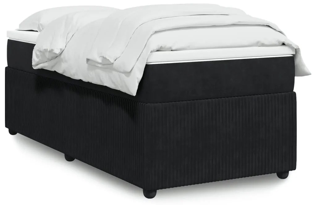 vidaXL Κρεβάτι Boxspring με Στρώμα Μαύρο 90x200 εκ. Βελούδινο