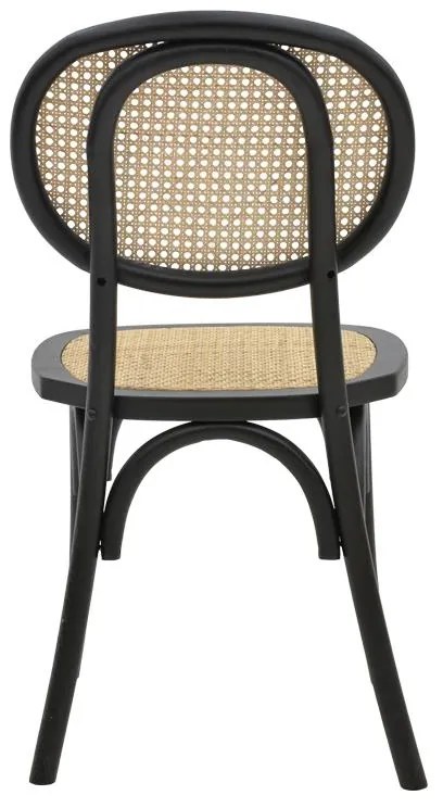 Καρέκλα Zoel μαύρο ξύλο οξιάς-φυσικό rattan 45x52x82εκ 45x52x82 εκ.