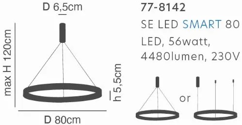 SE LED SMART 80 AMAYA PENDANT WHITE Δ5