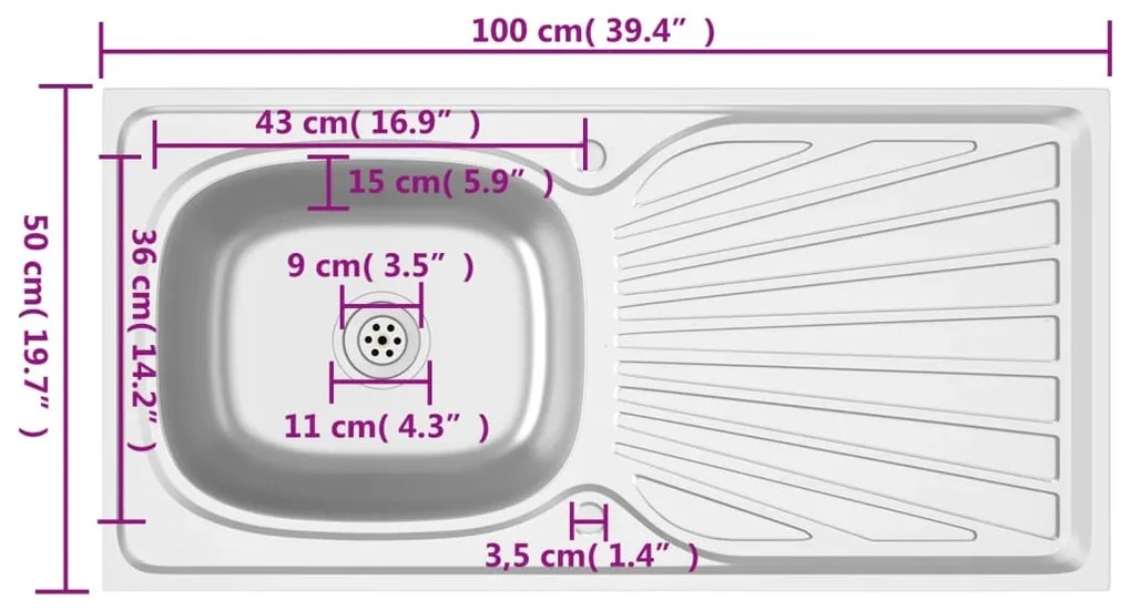 ΝΕΡΟΧΥΤΗΣ + ΠΟΔΙΑ ΣΕΤ ΑΣΗΜΙ 1000X500X155 ΧΙΛ. ΑΝΟΞΕΙΔ. ΑΤΣΑΛΙ 147236