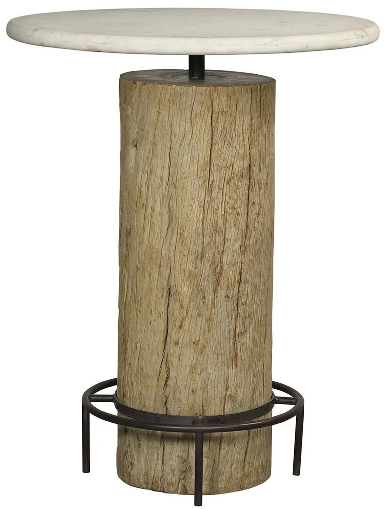 Τραπέζι Home ESPRIT Λευκό Φυσικό Μάρμαρο ξύλο teak 90 x 90 x 114 cm
