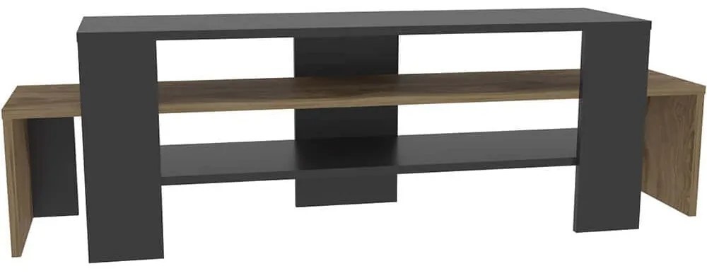 Έπιπλο Τηλεόρασης Lenora 875ZNA4602 150x35x45cm Black-Oak