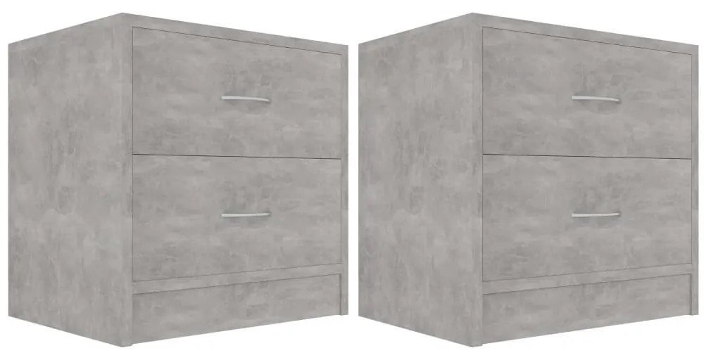 vidaXL Κομοδίνα 2 τεμ. Γκρι Σκυροδέματος 40x30x40 εκ. από Επεξ. Ξύλο