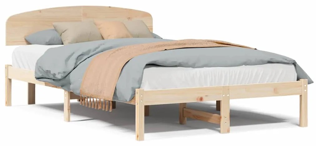 vidaXL Σκελετός Κρεβατιού Καφέ 135 x 190 cm Μασίφ ξύλο πεύκου