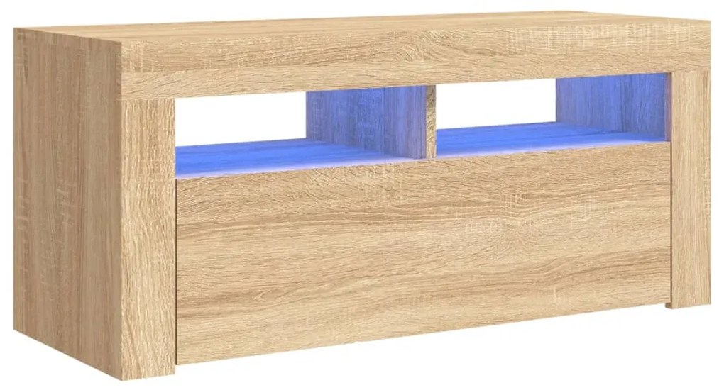 vidaXL Έπιπλο Τηλεόρασης με LED Sonoma Δρυς 90x35x40 εκ.