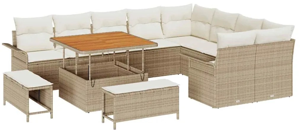 vidaXL Σετ Καναπέ Κήπου 12 pcs Μπεζ, Κρέμα 100 x 100 x 71 cm