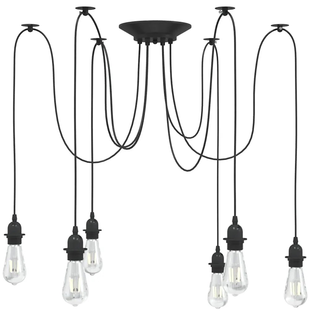 vidaXL Κρεμαστό φωτιστικό με 6 λαμπτήρες E27 Μαύρο μέταλλο