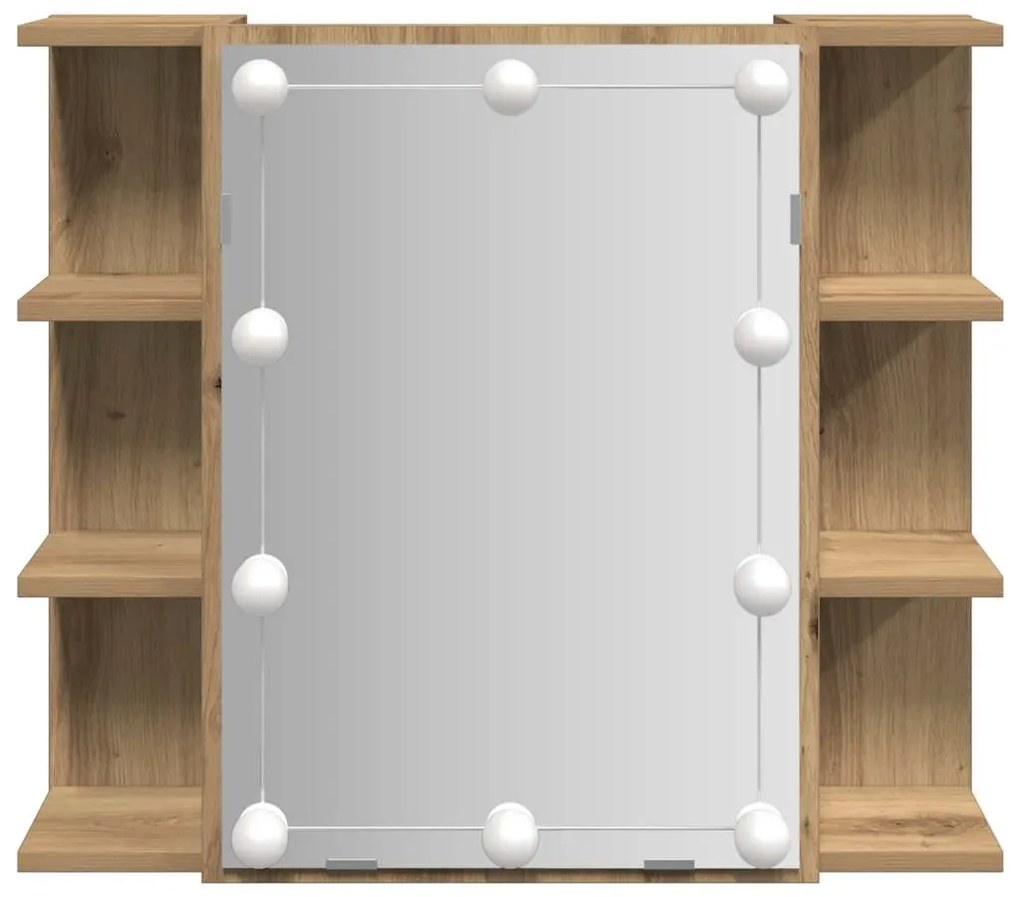 vidaXL Ντουλάπι καθρέφτη με LED Artisan Oak 70x16,5x60 cm