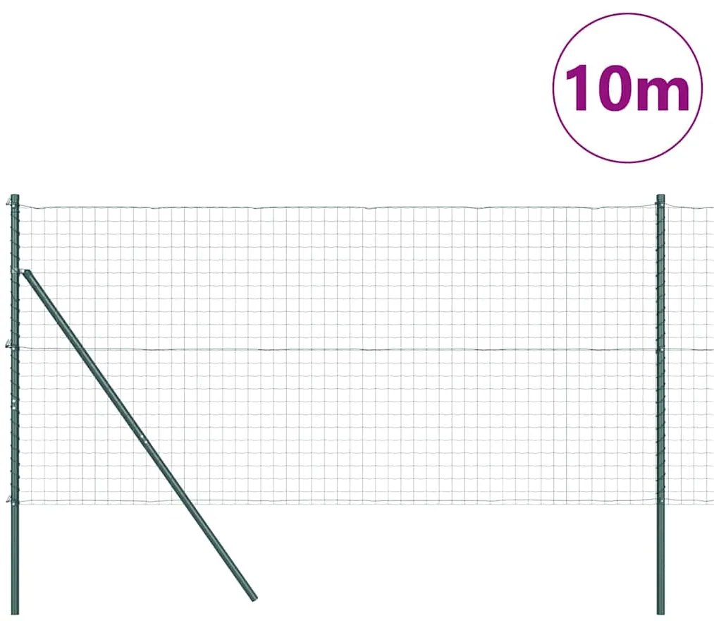 vidaXL Φράχτης με Στήλες. Πράσινο 1.2 x 10 m Ατσάλι