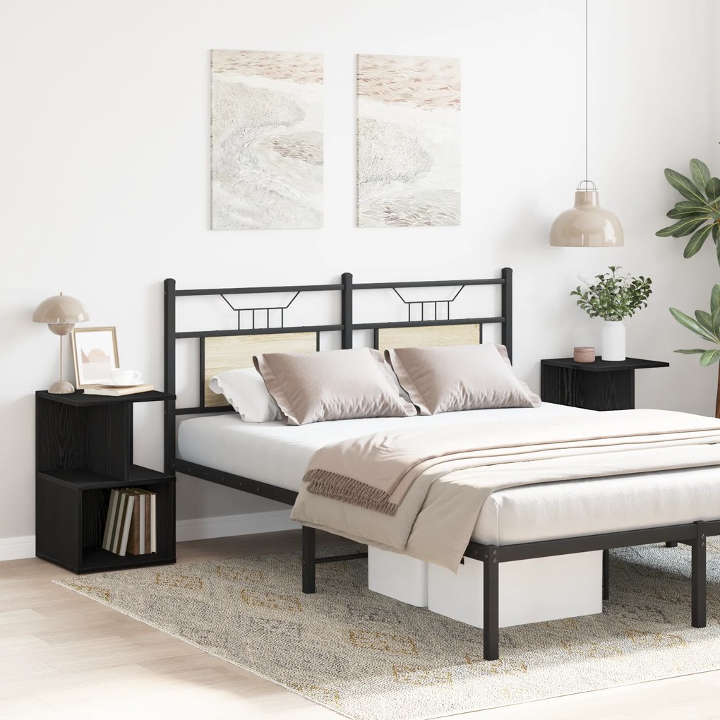 vidaXL Κομοδίνα 2 τεμ Μαύρη Δρυς 35x35x55 εκ Κατασκευασμένο ξύλο
