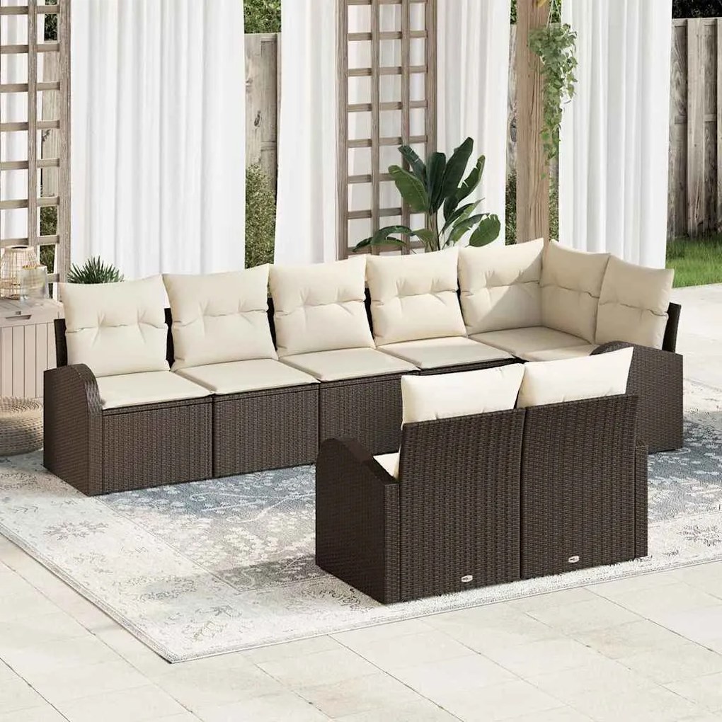 vidaXL Σετ Καναπέ Κήπου 8 pcs 289 x 124 x 85 εκ. Πολυ ράταν