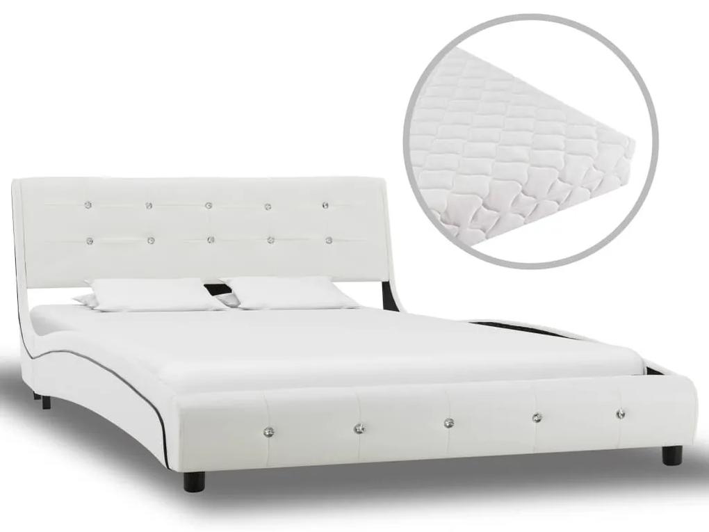 Κρεβάτι Λευκό 120 x 200 εκ. από Συνθετικό Δέρμα με Στρώμα - Λευκό