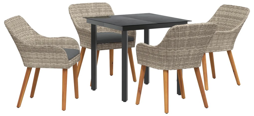 vidaXL Σετ τραπεζαρίας 5 pcs Ανοιχτό γκρι και Μαύρο Μέγεθος: Μεσαίο
