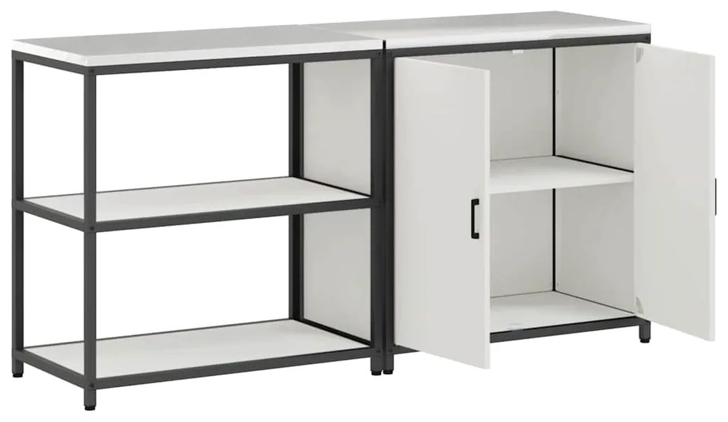 vidaXL Σετ Αποθήκευσης Κουζίνας 2 pcs Λευκό Ψυχρής έλασης χάλυβας