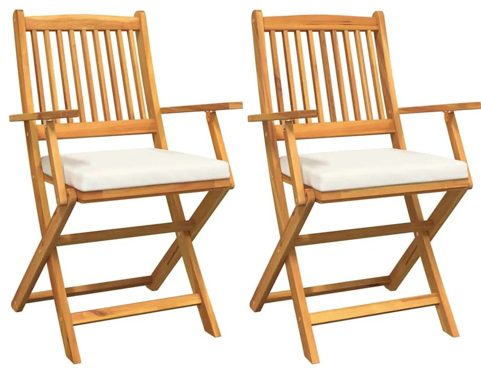 vidaXL Πτυσσόμενη Καρέκλα με μαξιλάρι 2 pcs Λευκό 49 x 57.5 x 92εκ