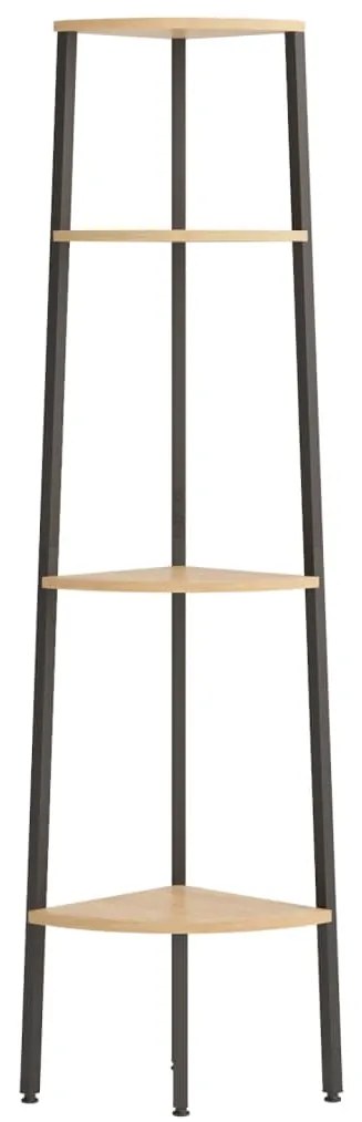 vidaXL Γωνιακό Ράφι 4 Επιπέδων Ανοιχτό Καφέ και Μαύρο 45,5 x 31,5 x 150 εκ.