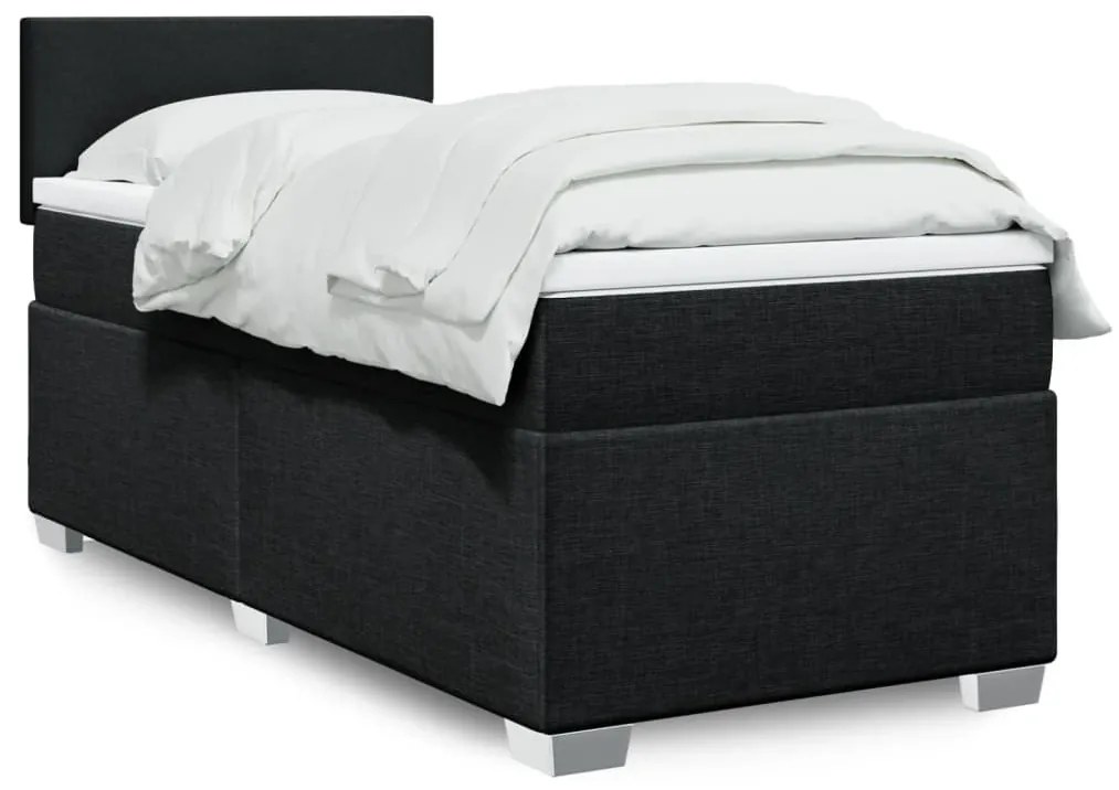 vidaXL Κρεβάτι Boxspring με Στρώμα Μαύρο 80 x 200 εκ. Υφασμάτινο