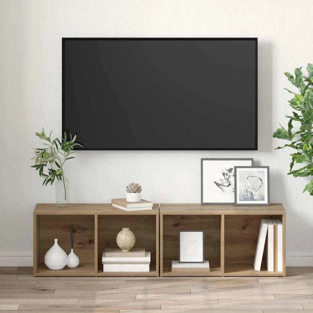 vidaXL Σετ επίπλου τηλεόρασης 2 pcs Artisan Oak Επεξεργασμένο ξύλο