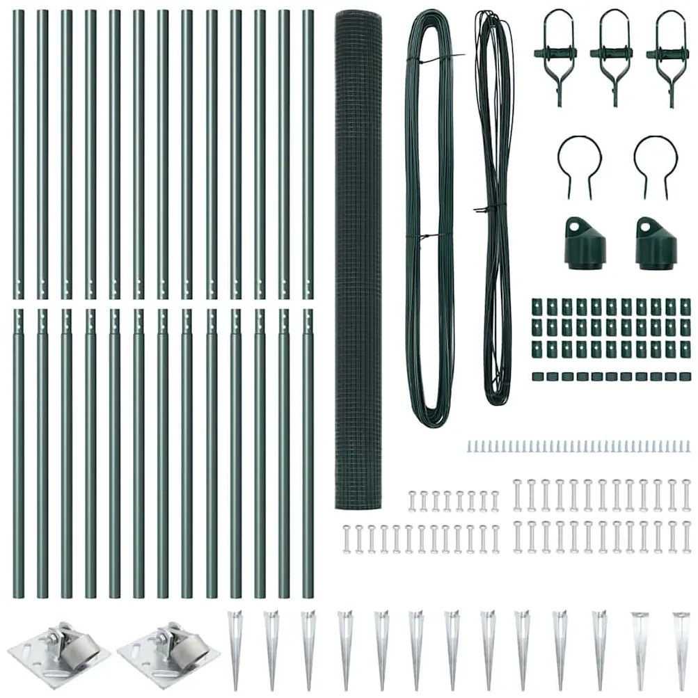 vidaXL Φράχτης με Στήλες. Πράσινο 1.5 x 25 m Ατσάλι