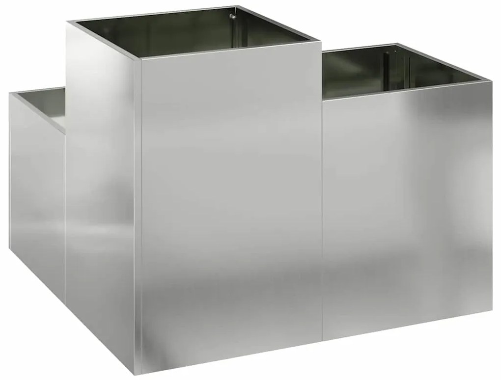 vidaXL Γλάστρα Κήπου Ασημί 80 x 80 x 60 εκ. Γαλβανισμένος χάλυβας
