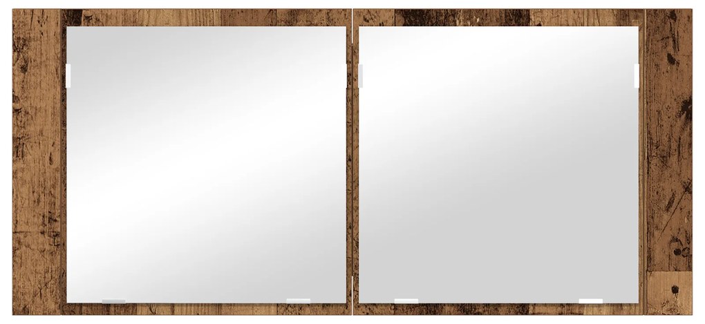 vidaXL Καθρέφτης LED Ντουλάπι Παλιό Ξύλο 100x12x45 cm