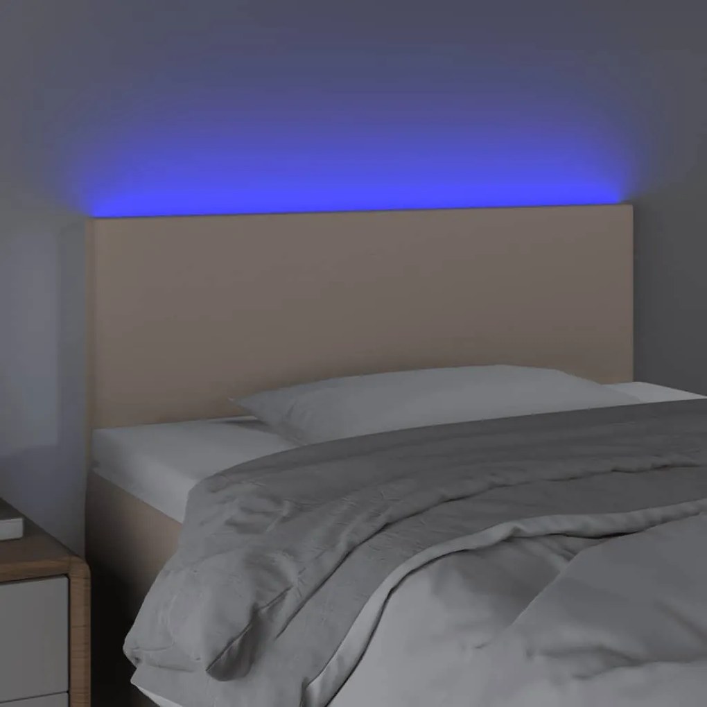 Κεφαλάρι Κρεβατιού LED Καπουτσίνο 90x5x78/88 εκ. Συνθετ. Δέρμα 3121415