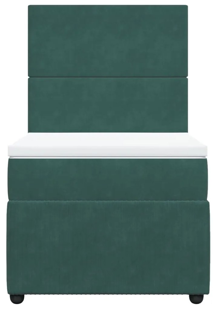 vidaXL Κρεβάτι Boxspring με Στρώμα Σκούρο Πράσινο 90x190 εκ. Βελούδινο