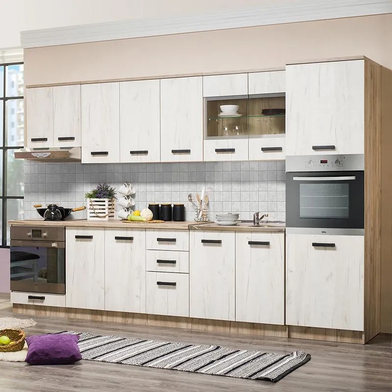 Στήλη Κουζίνας Kent BD 60 Γκρί Δρύς - Λευκό Δρύς 60x58x213 εκ. 60x58x213 εκ.