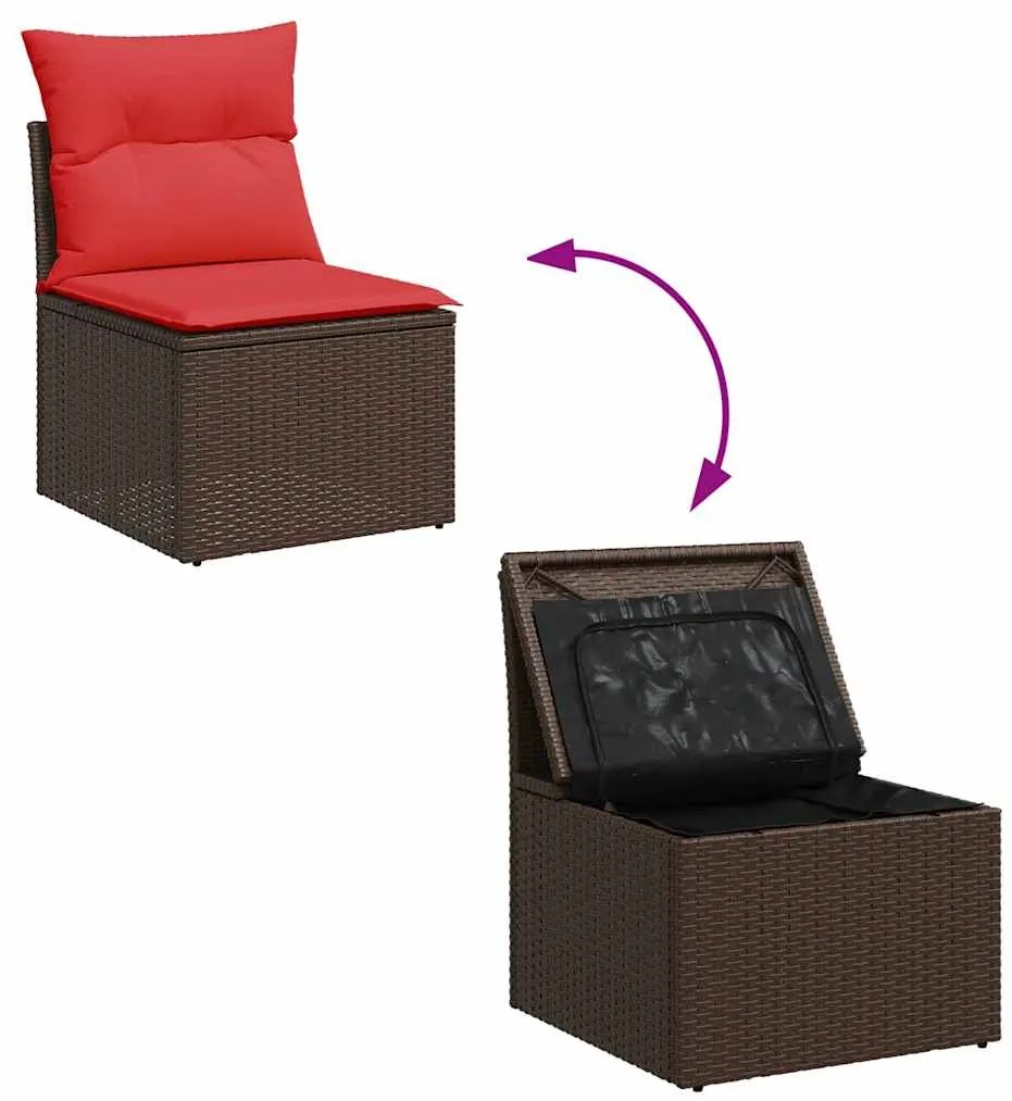 vidaXL Σαλόνι Κήπου Σετ 5 Τεμαχίων Καφέ Συνθετικό Ρατάν με Μαξιλάρια