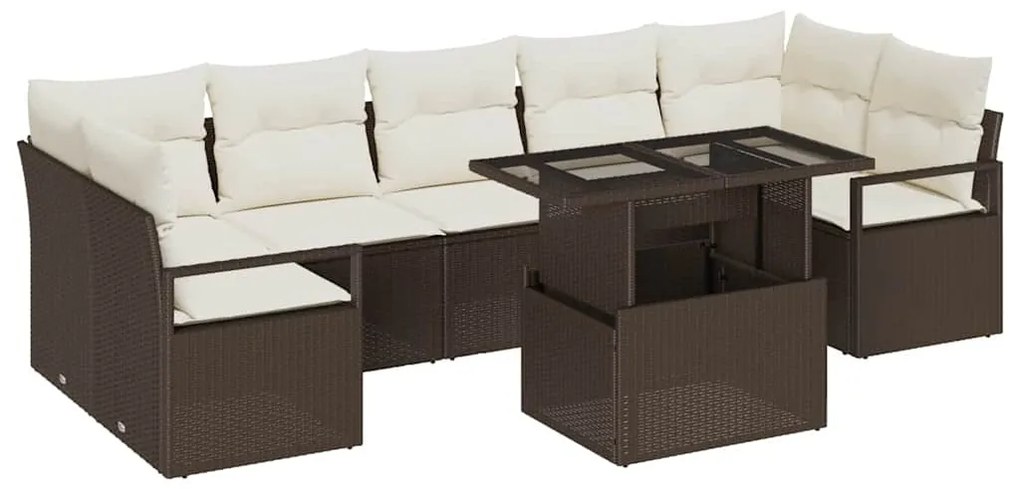 vidaXL Σετ Καναπέ Κήπου 8 pcs Καφέ και κρεμ 100 x 55 x 73 εκ